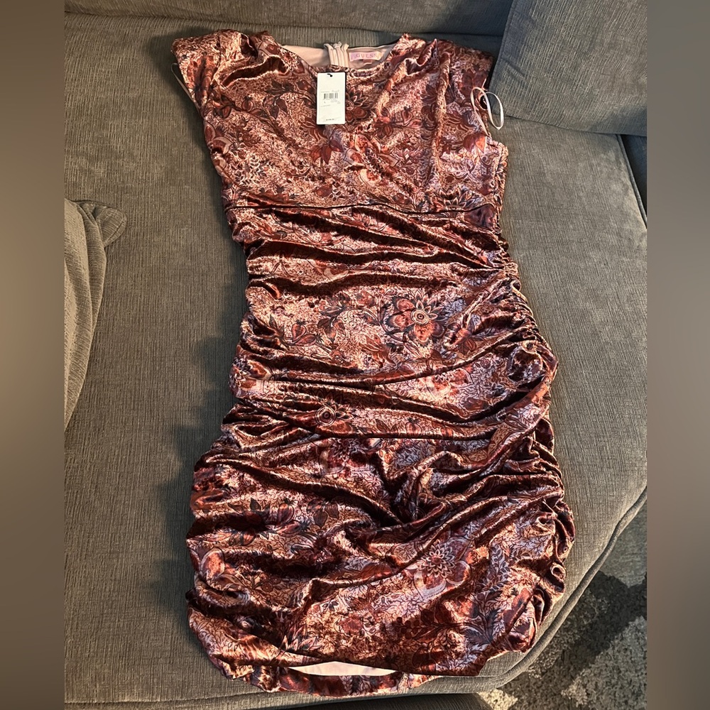 Gusss Pink Velvet Mid length Dress